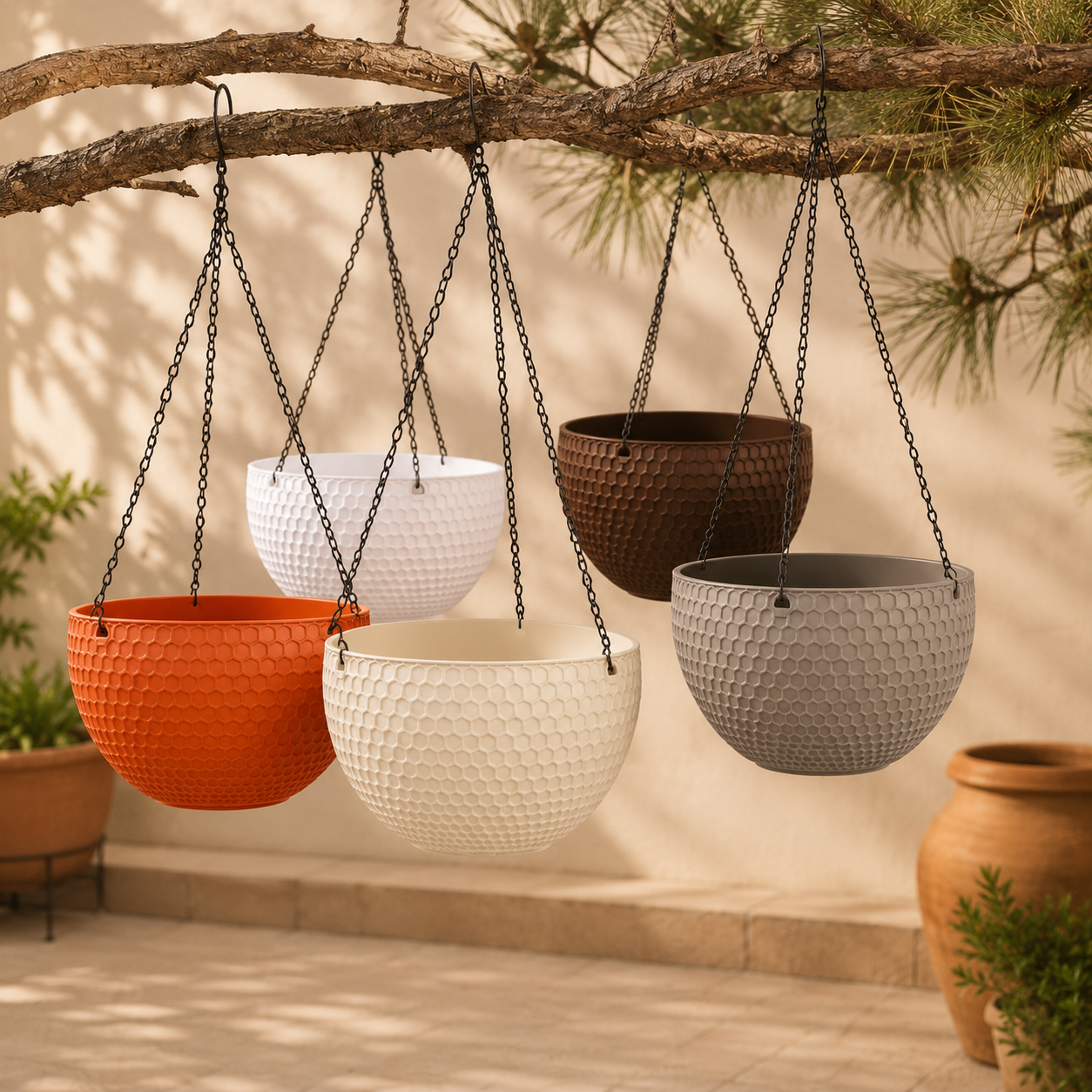 Textured Hanging Flower Pot Planter
