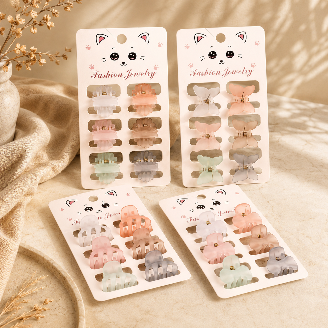 Pastel Mini Hair Claw Clip Set for Girls – 6 Piece
