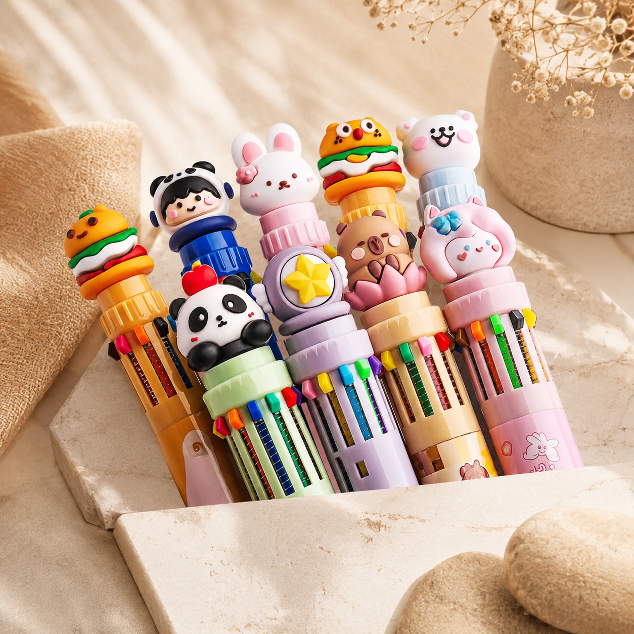 Cute Cartoon Multi-Color Retractable Pen