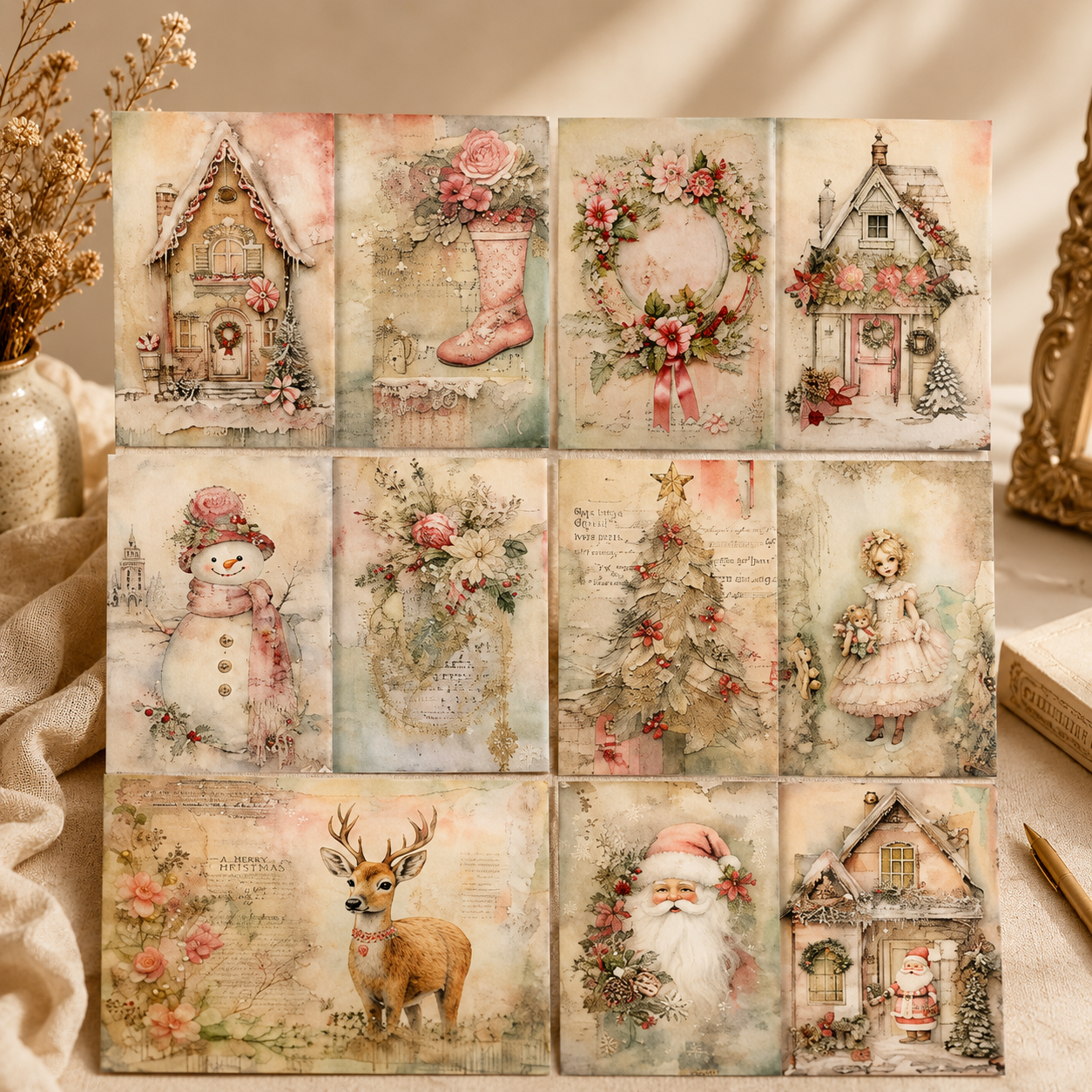 Vintage Christmas Scrapbook Paper Card