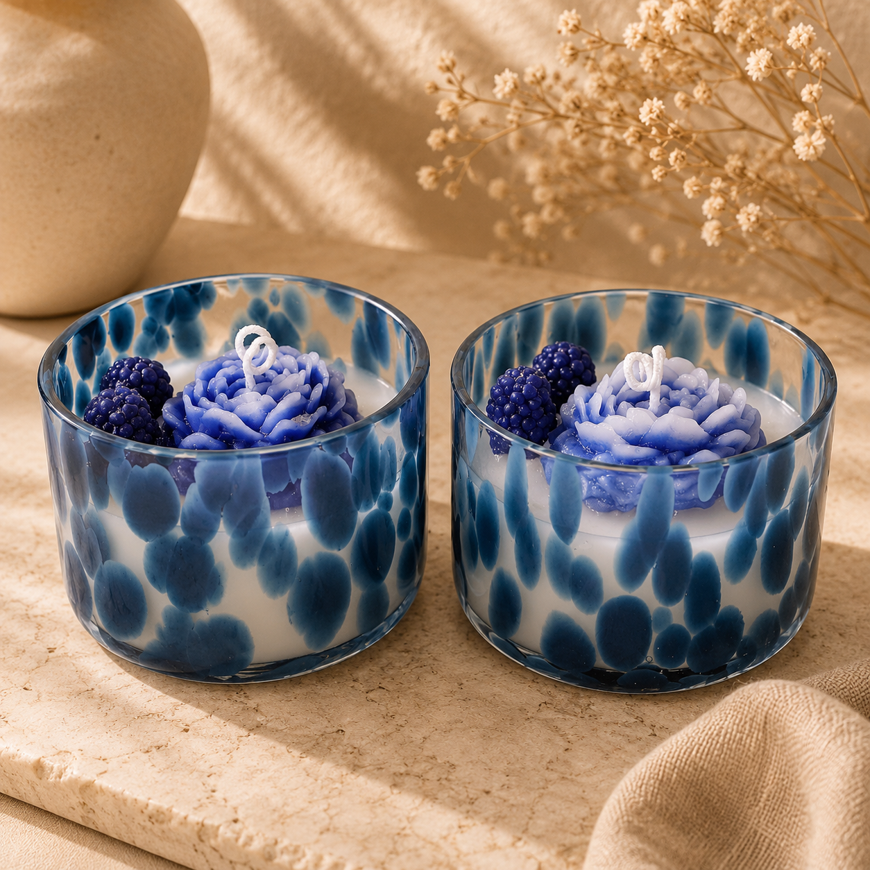 Blueberry Rose Glass Jar Candle