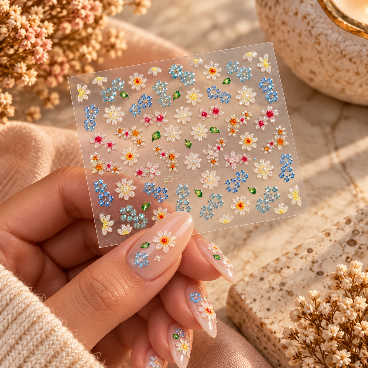 3D Nail Art Stickers – Colourful Floral Designs