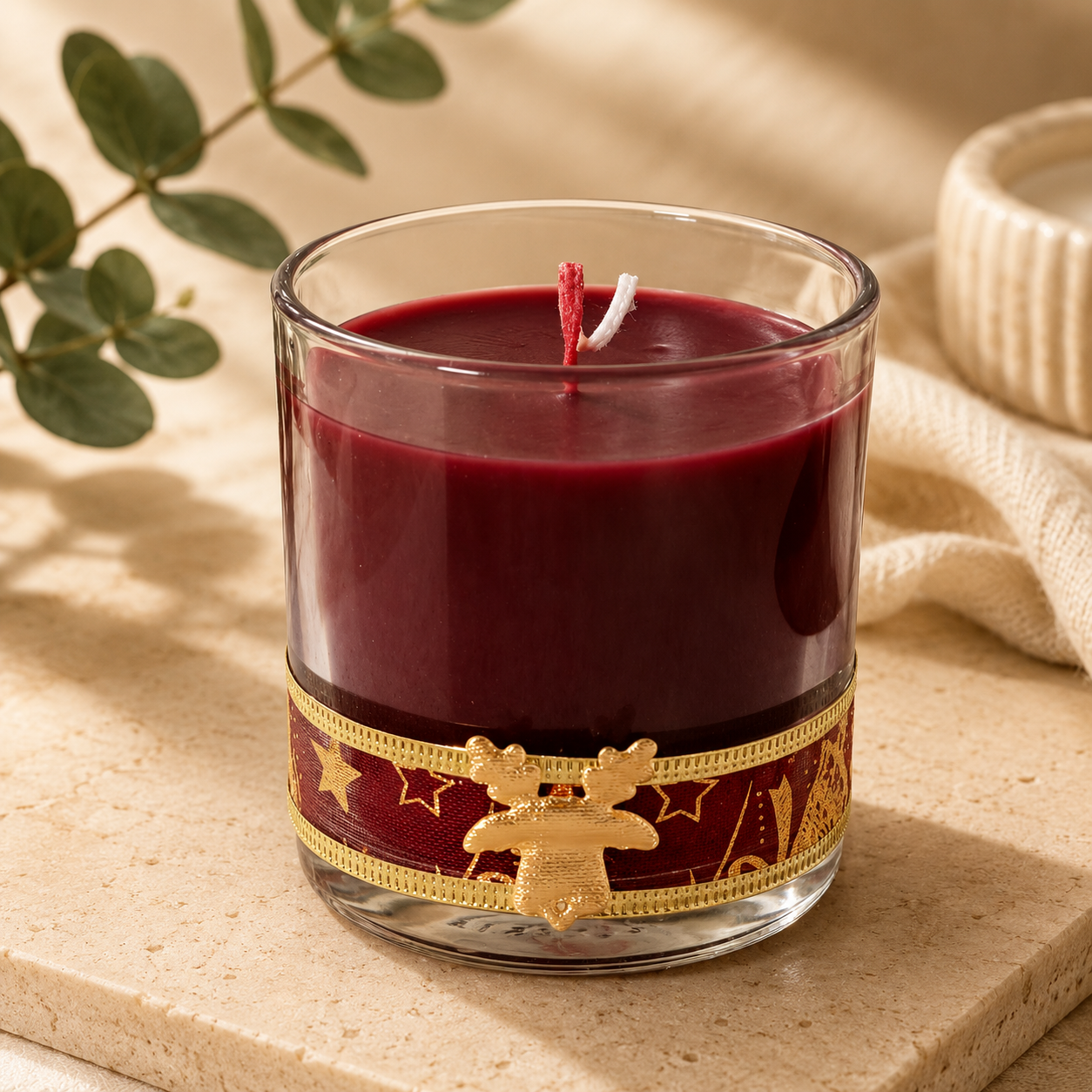 Crimson Holiday Scented Candle – Luxury Christmas Reindeer Edition