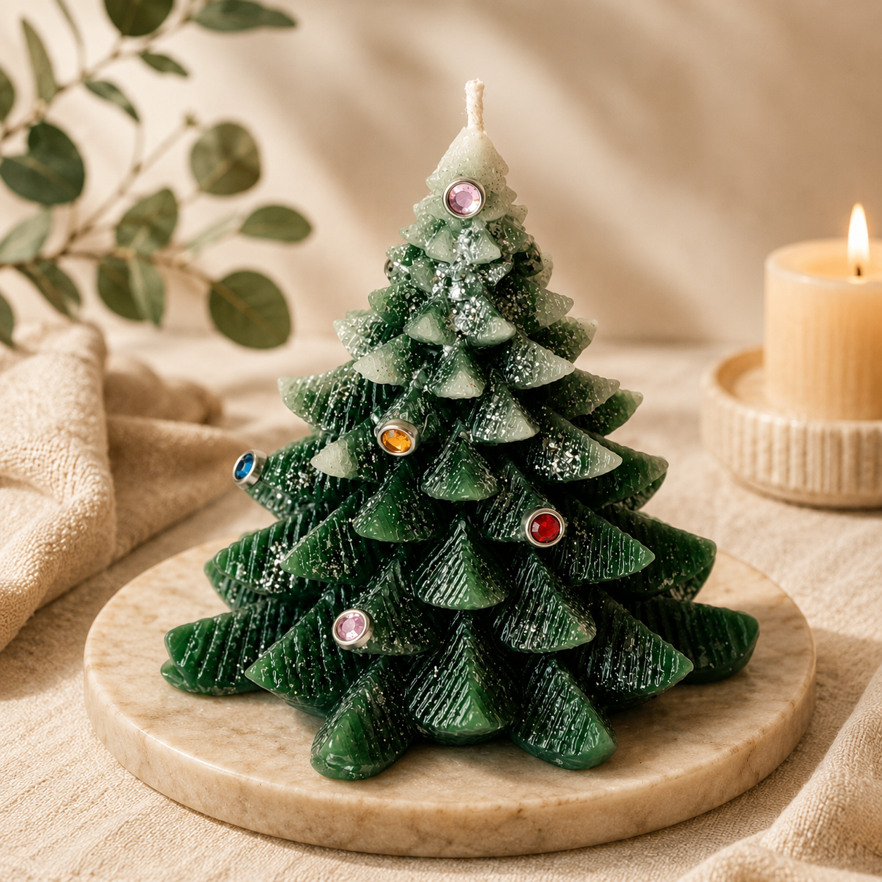 Handcrafted Christmas Tree Candle – Decorative Holiday Centerpiece