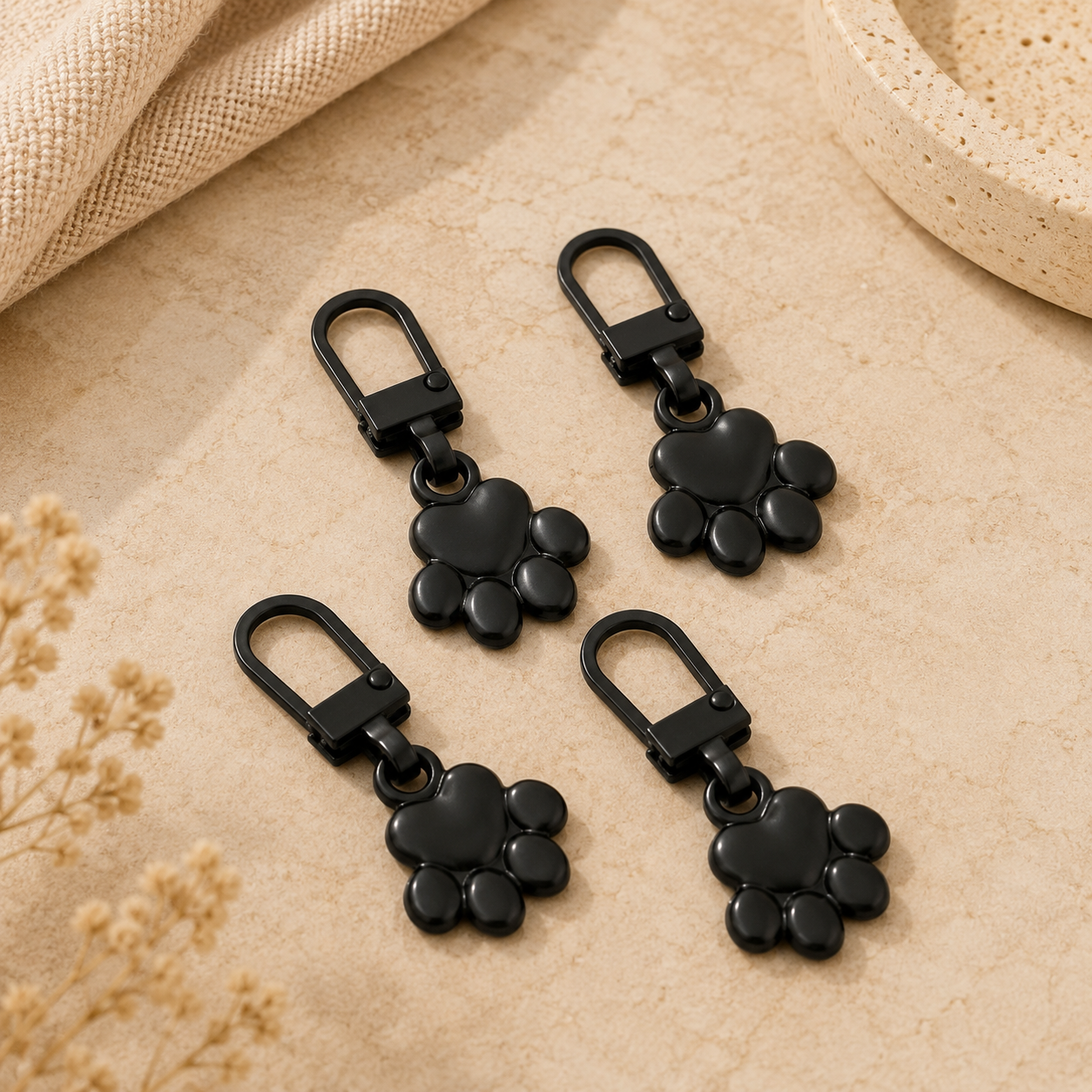 Paw Print Keychain Charms Set (4 Pieces)