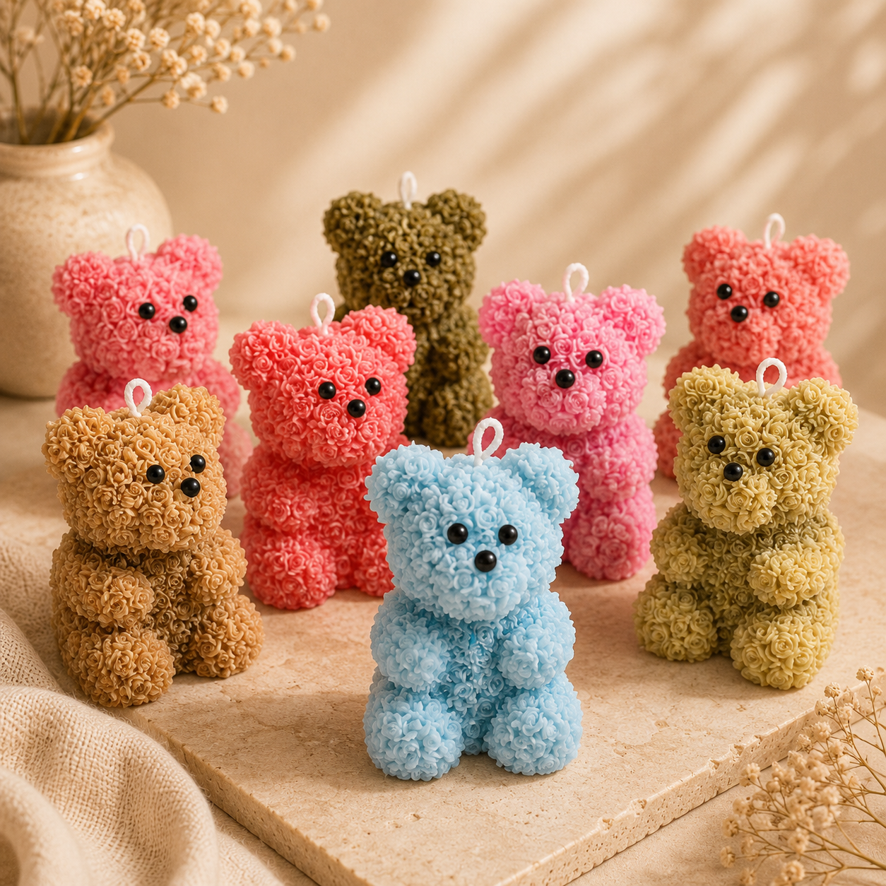 Handmade Rose Bear Scented Candle