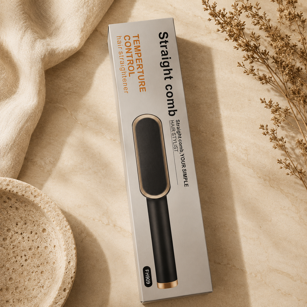 Temperature Control Hair Straightening Comb Brush