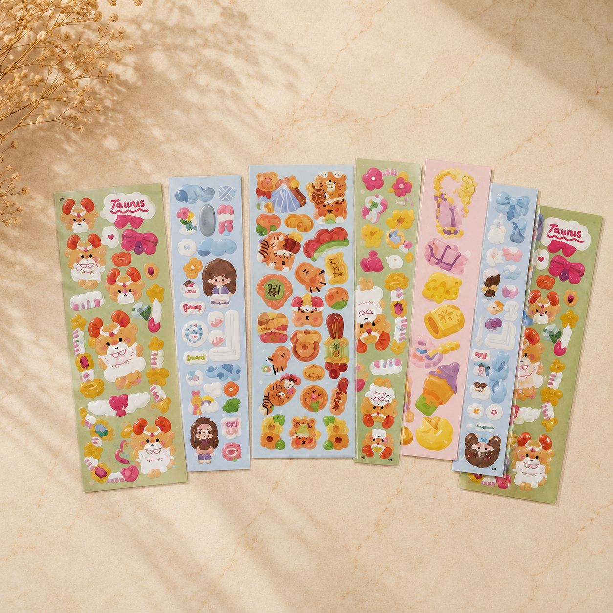 Cute Mini Puffy Sticker Sheets Pack (20 Pieces)