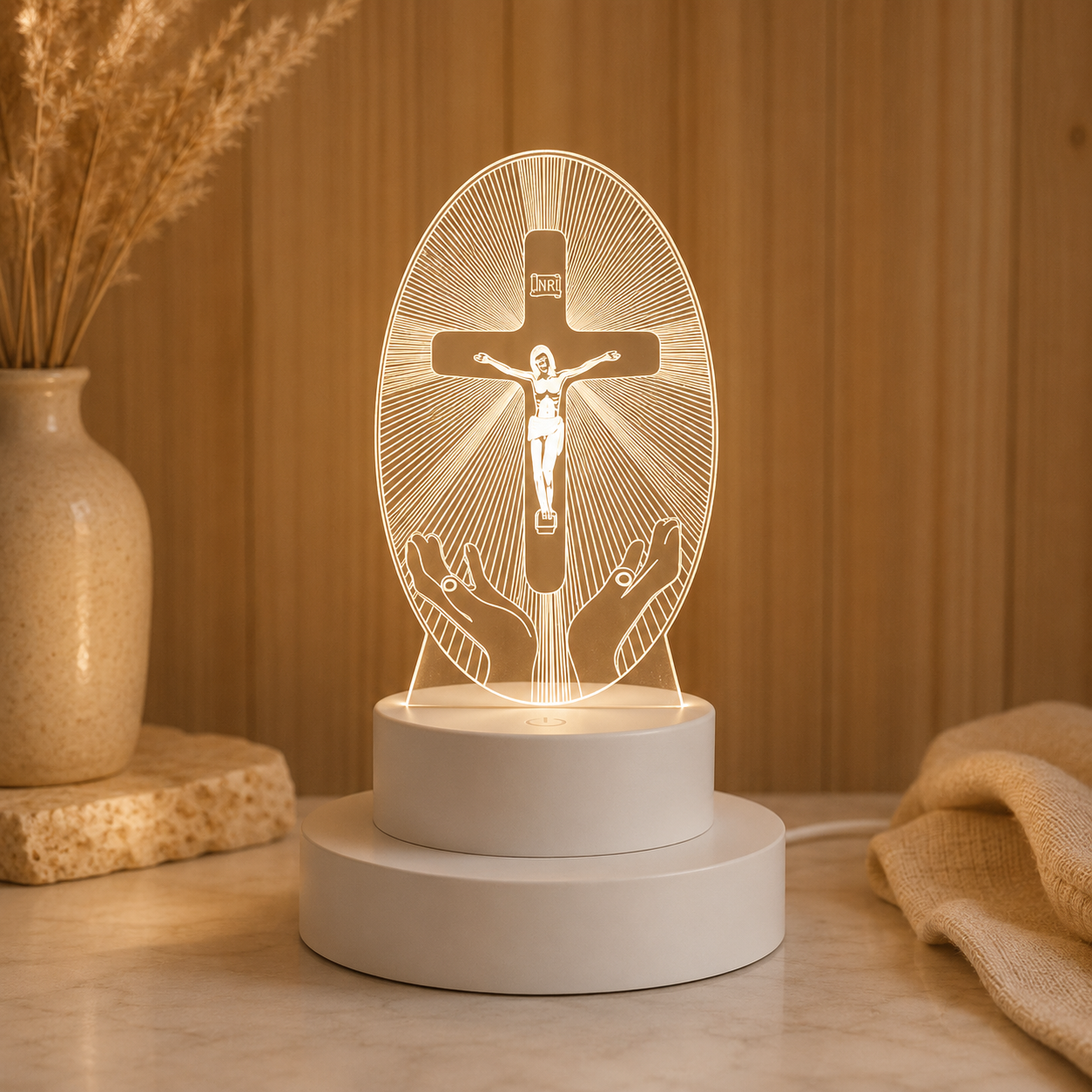 LED Christian Cross Night Light Lamp
