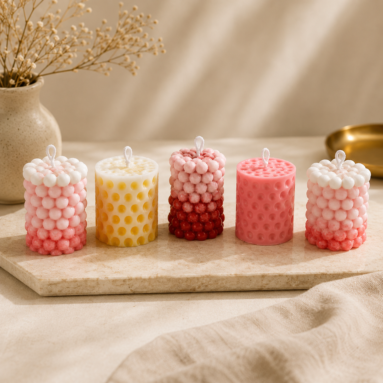 Decorative Bubble Pillar Candle Collection
