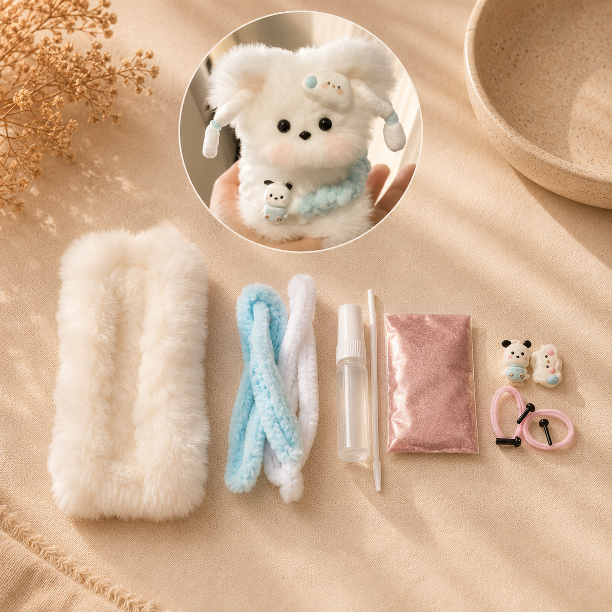 DIY Fluffy Bear Keychain Craft Kit