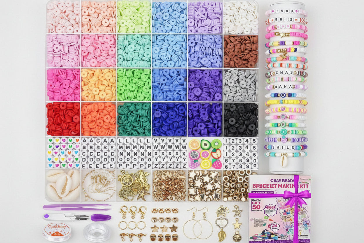6000pcs Flat Clay Beads Kit