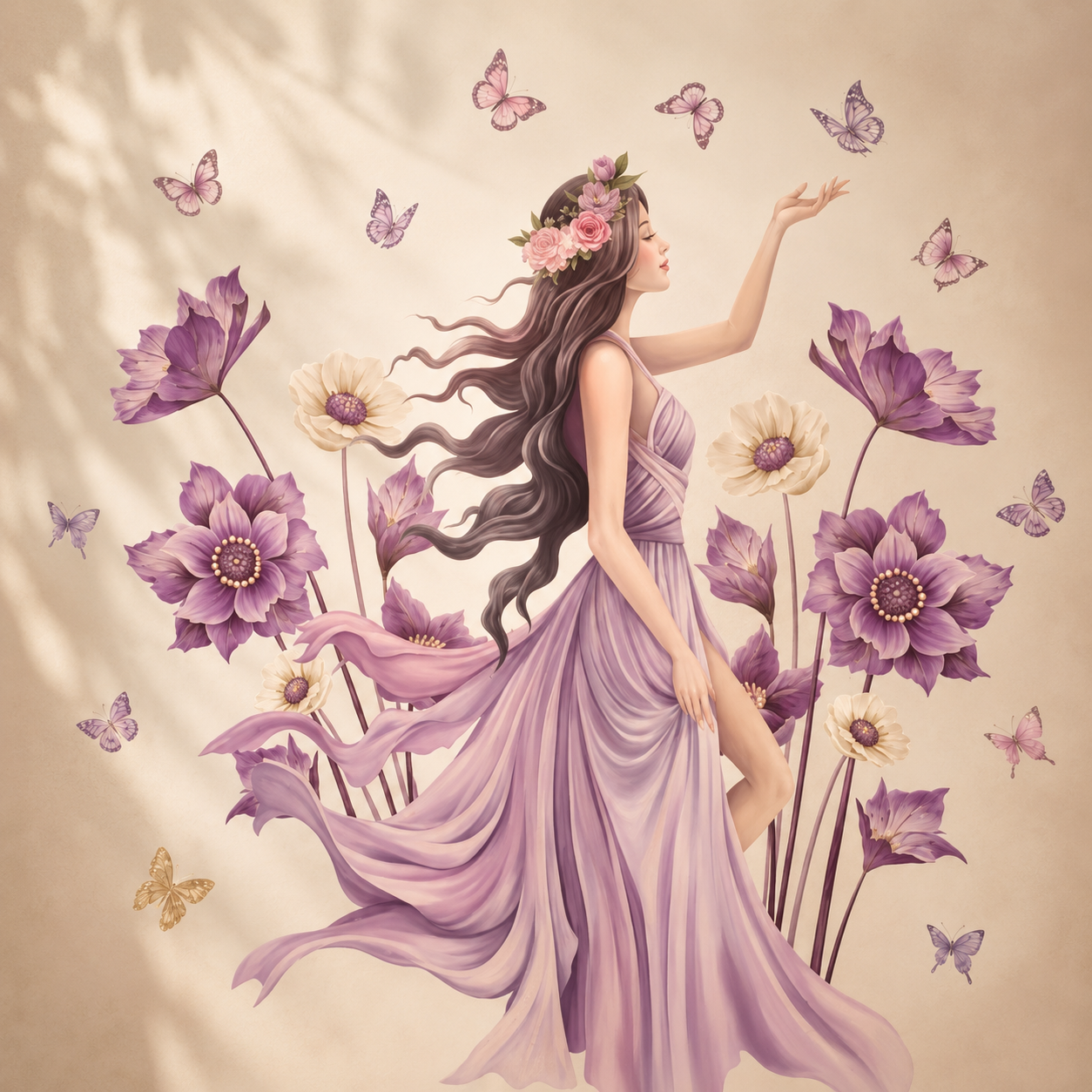 Purple Fairy Girl Wall Sticker Decal