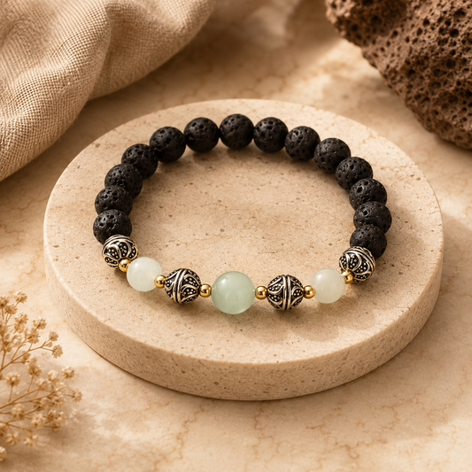 Natural Lava Stone Bead Bracelet