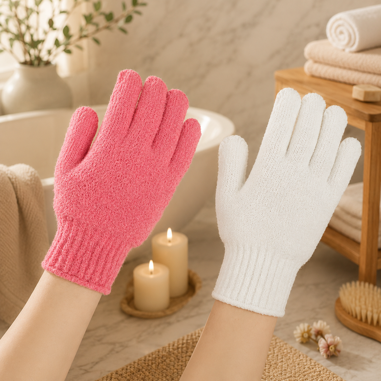 Exfoliating Spa Bath Gloves Set