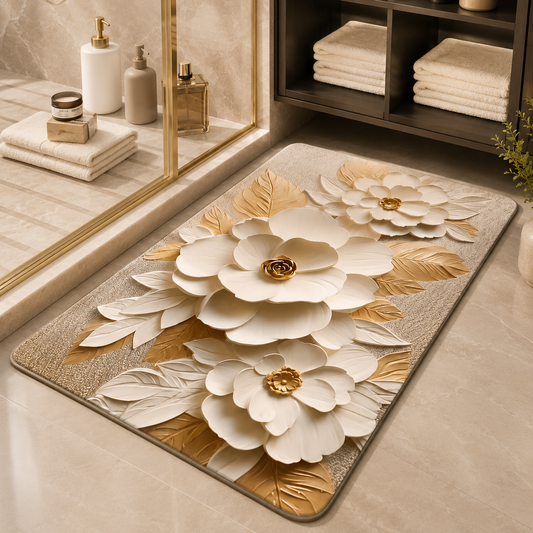 Luxury Floral Bathroom Floor Mat