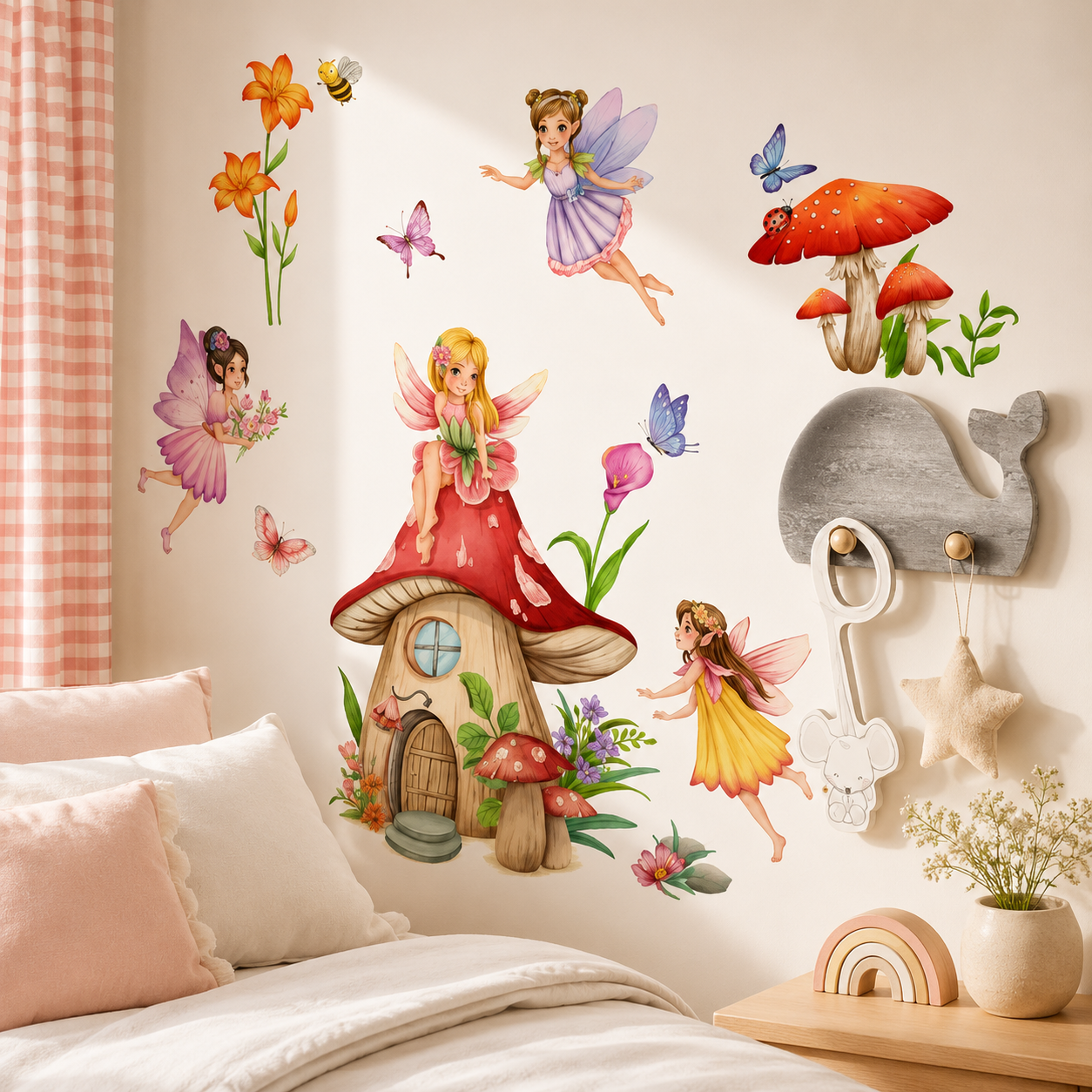 Fairy Mushroom House Wall Sticker Set for Kids Room