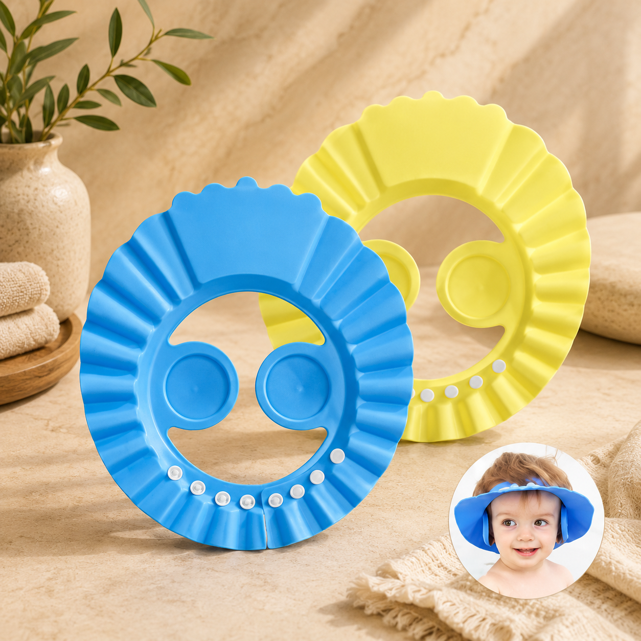 Adjustable Baby Shower Shampoo Cap – Soft Waterproof Bath Visor