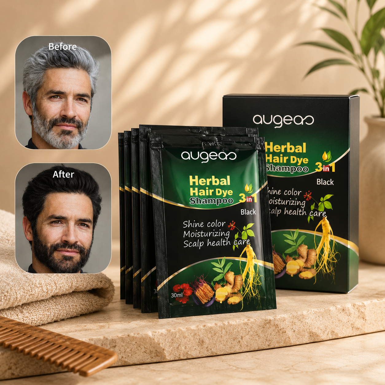 Augeas Herbal Hair Dye Shampoo 3-in-1