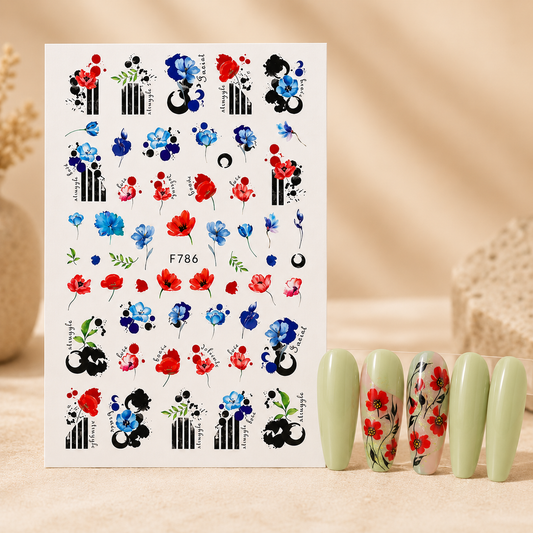 Floral Nail Art Water Decal Sticker Sheet
