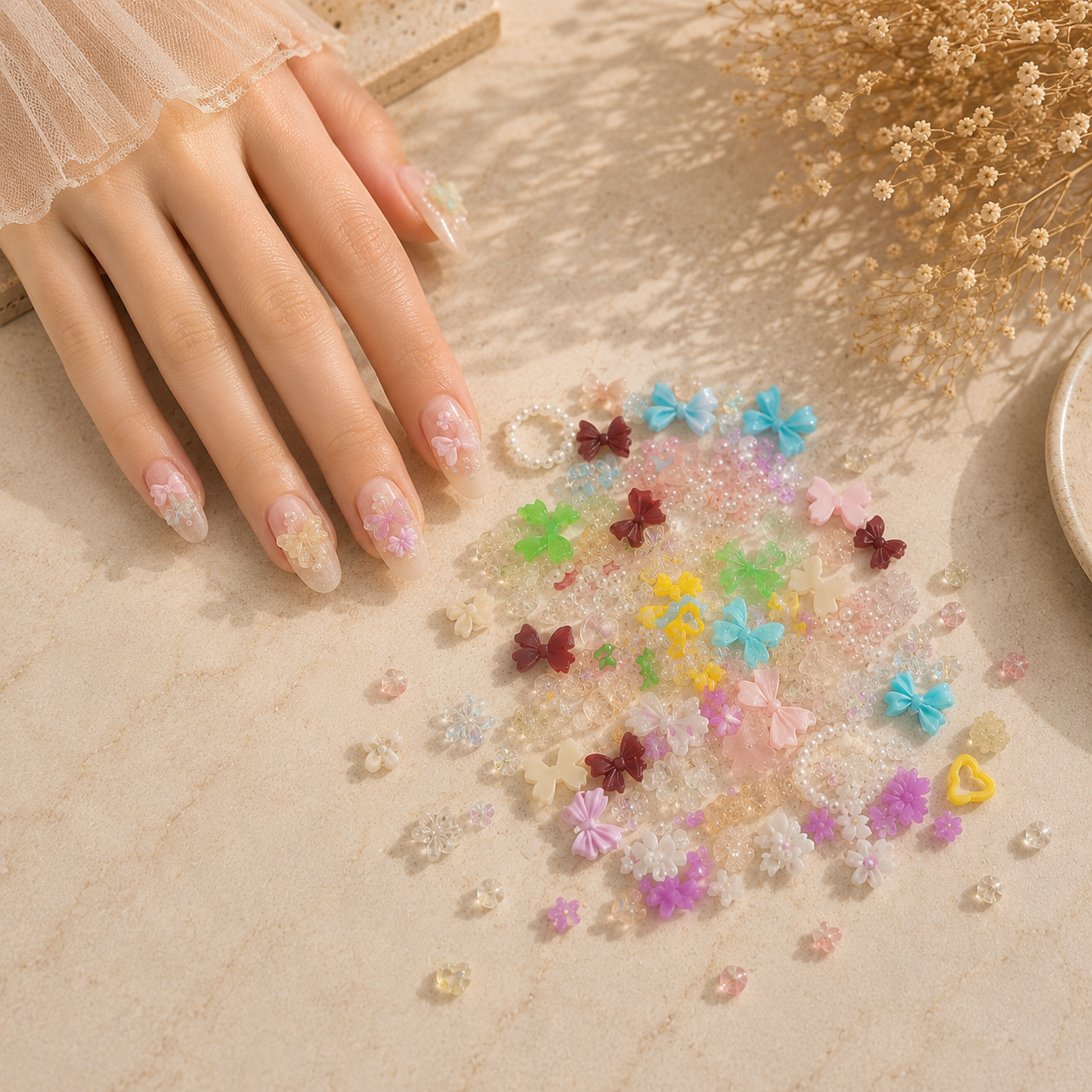 3D Ribbon & Floral Nail Charms