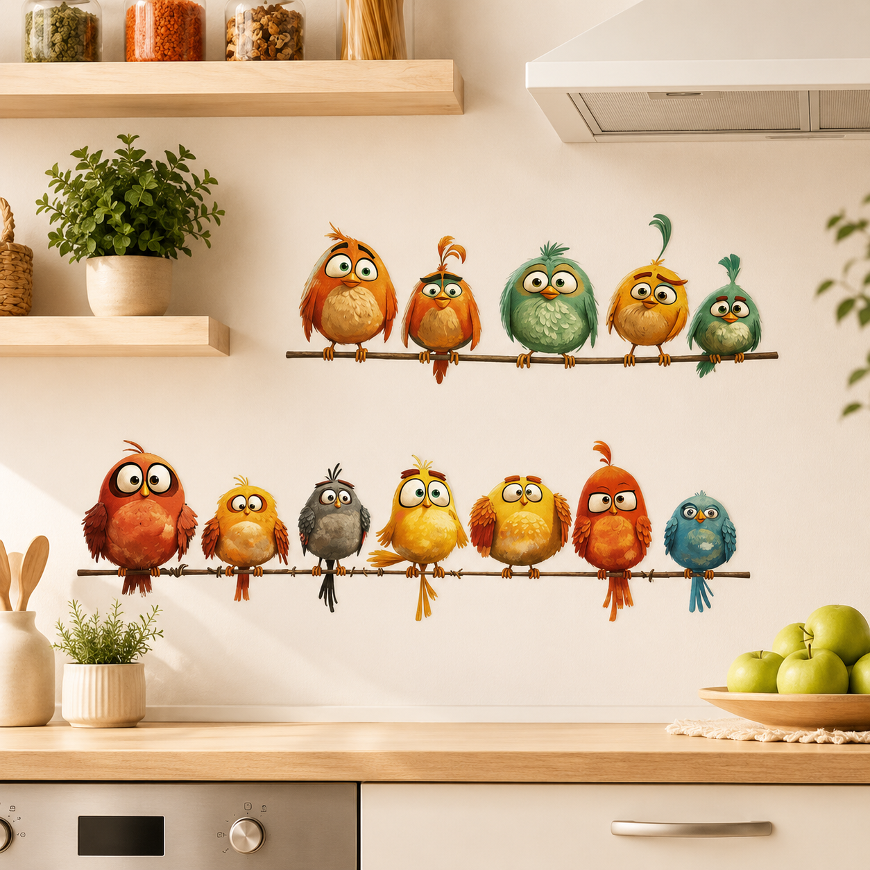 Cute Cartoon Birds Wall Sticker Décor