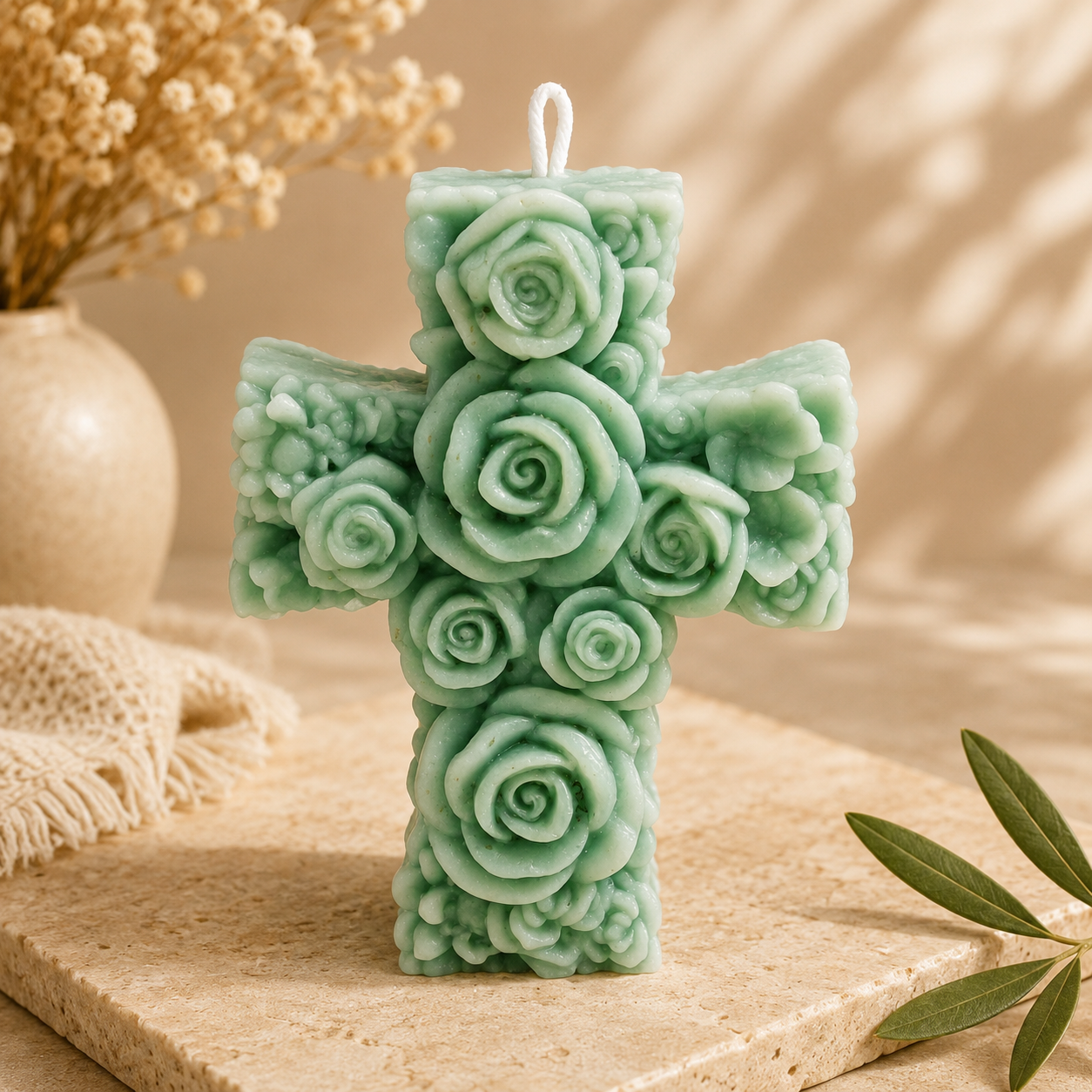 Rose Cross Decorative Candle