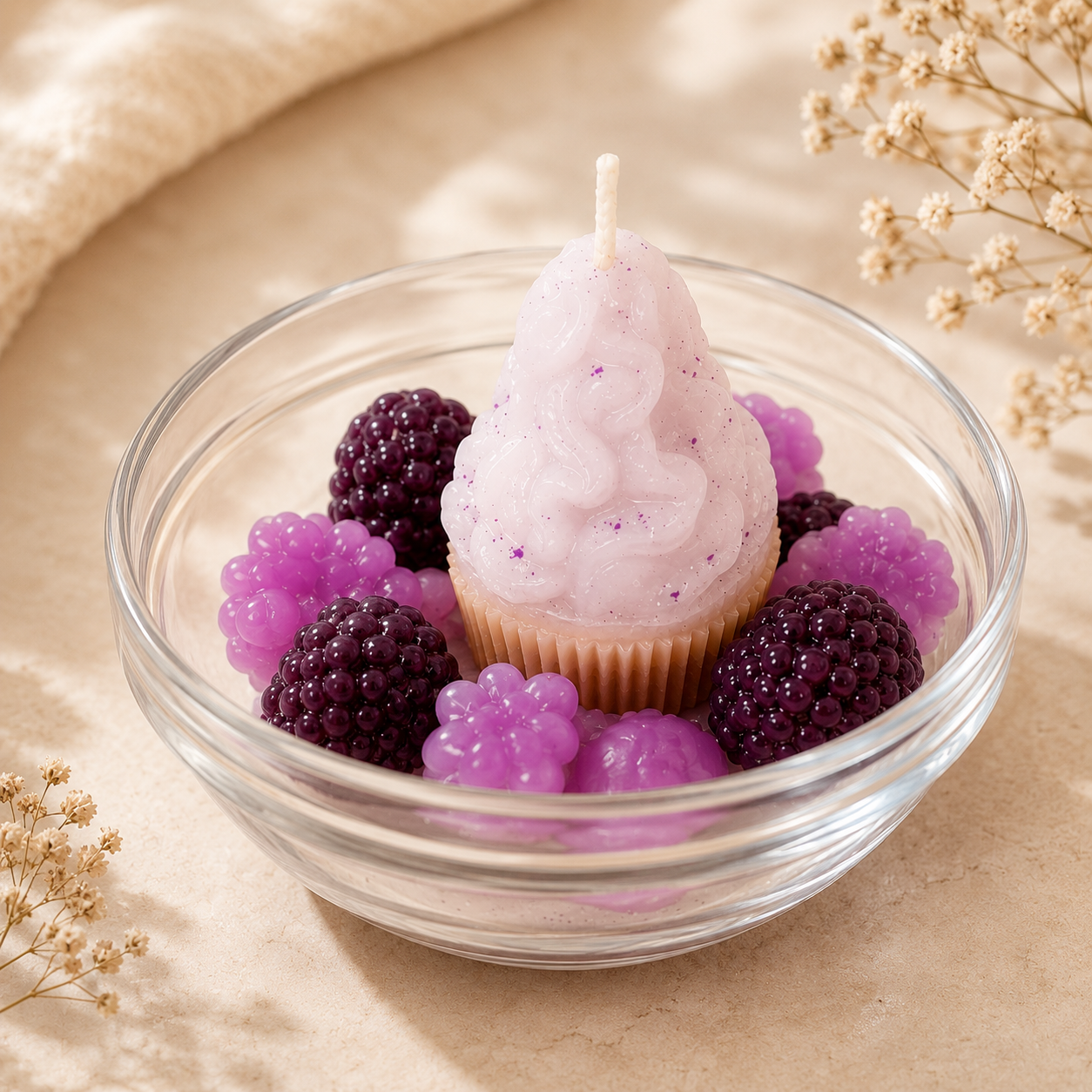 Berry Dessert Cupcake Decorative Candle
