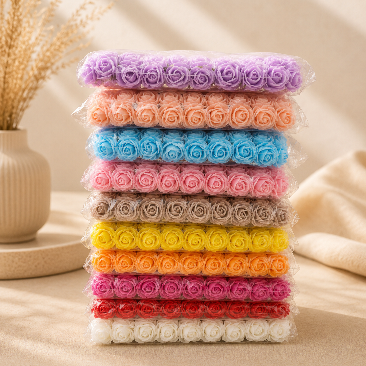Foam Rose Flower Heads Pack