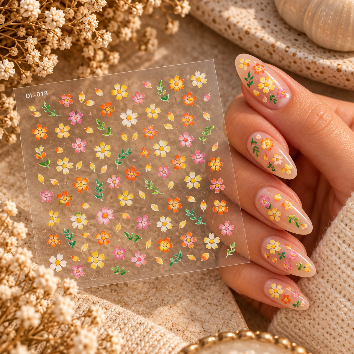 3D Nail Art Stickers – Colourful Spring Flowers
