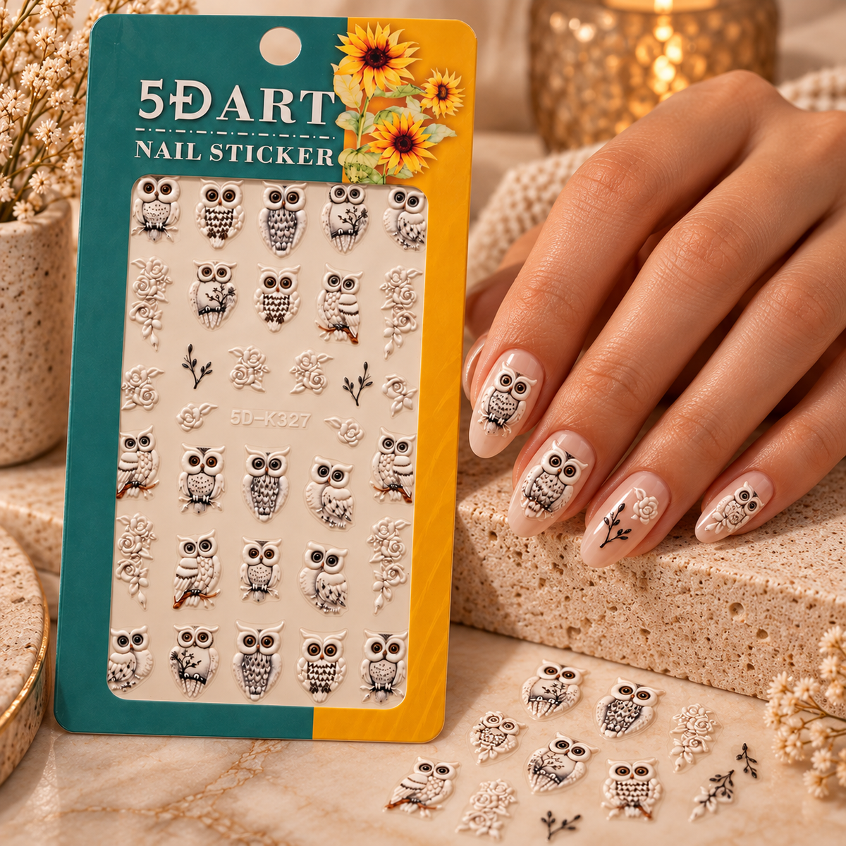 5D Owl Nail Stickers – 5D