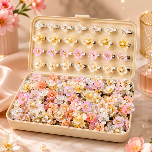 Luxury Floral Pearl Hair Clip Collection - Set of 10