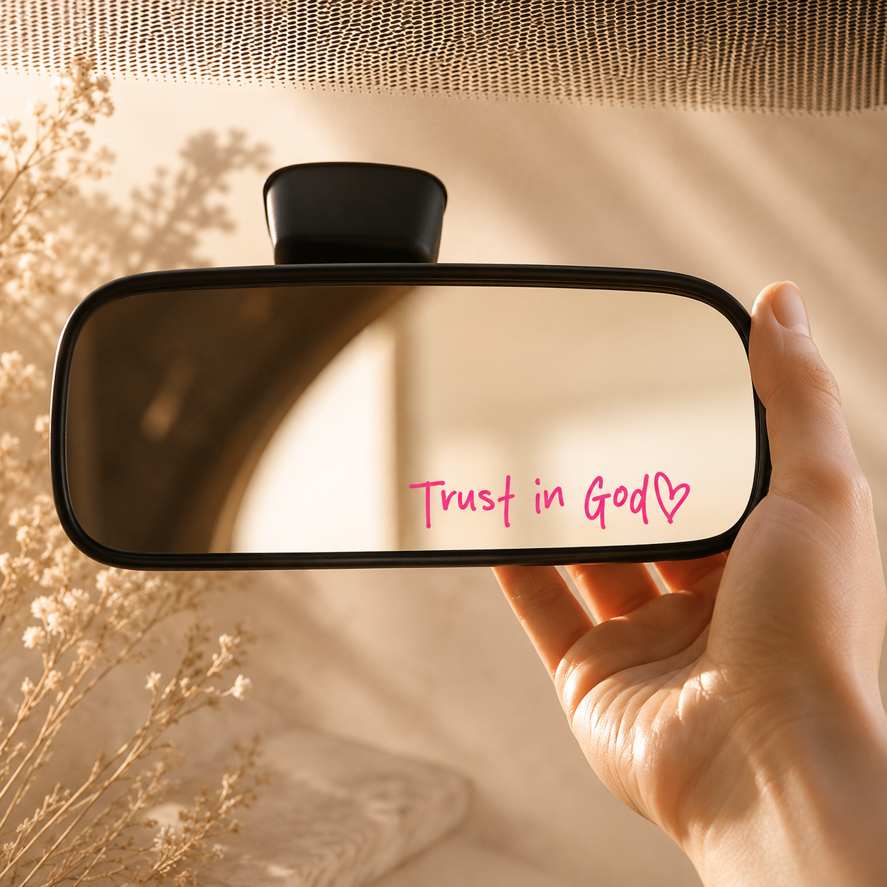 Trust in God Heart Rearview Mirror Decal