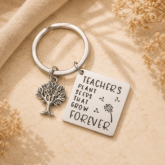 Teachers Plant Seeds That Grow Forever Inspirational Keychain