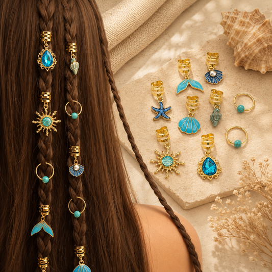 Ocean Charm Hair Braid Accessories Set (10 Pieces)