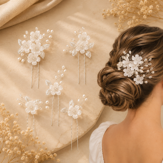 Luxury Floral Pearl Bridal Hair Pins Set