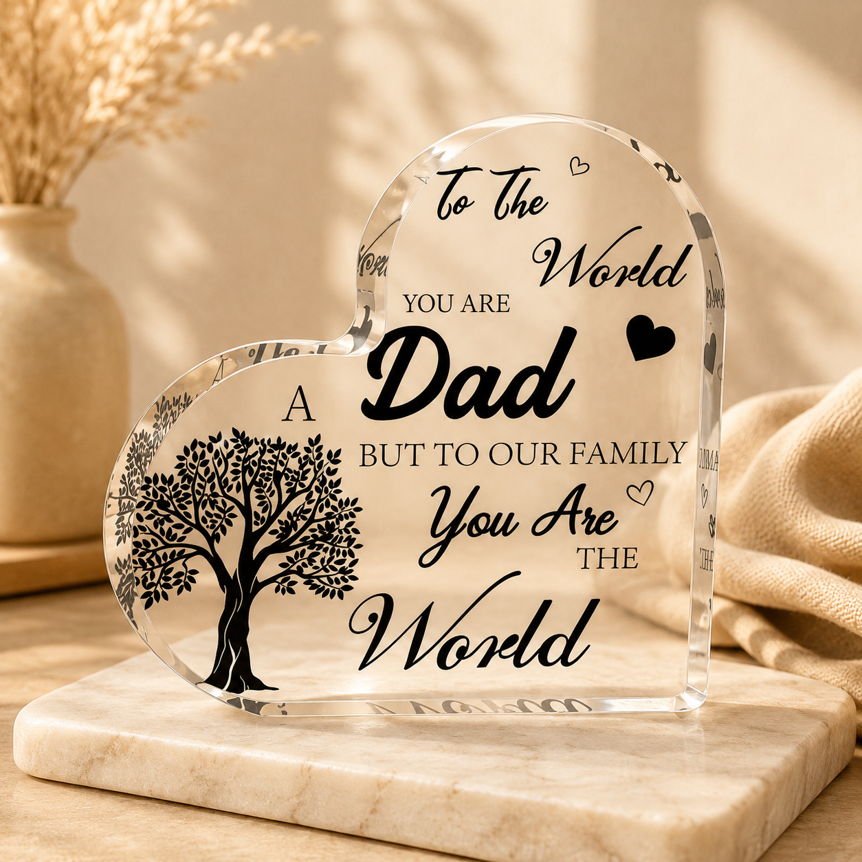 Heart-Shaped Acrylic Dad Keepsake Plaque