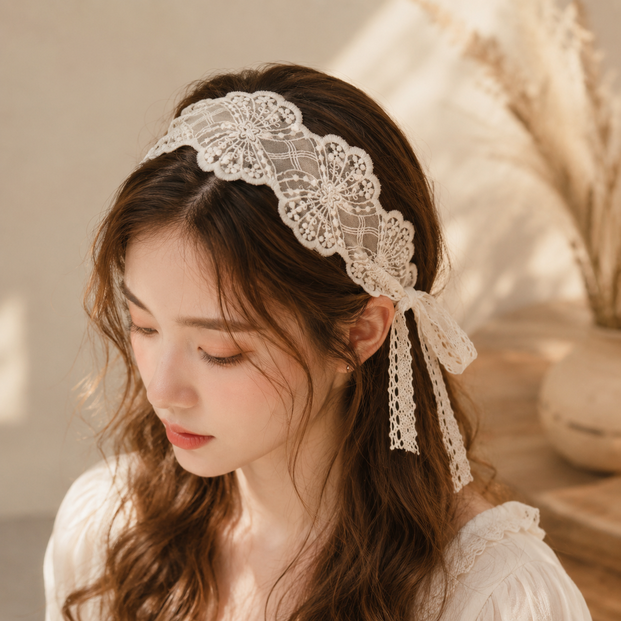 Vintage Lace Floral Tie-Up Headband