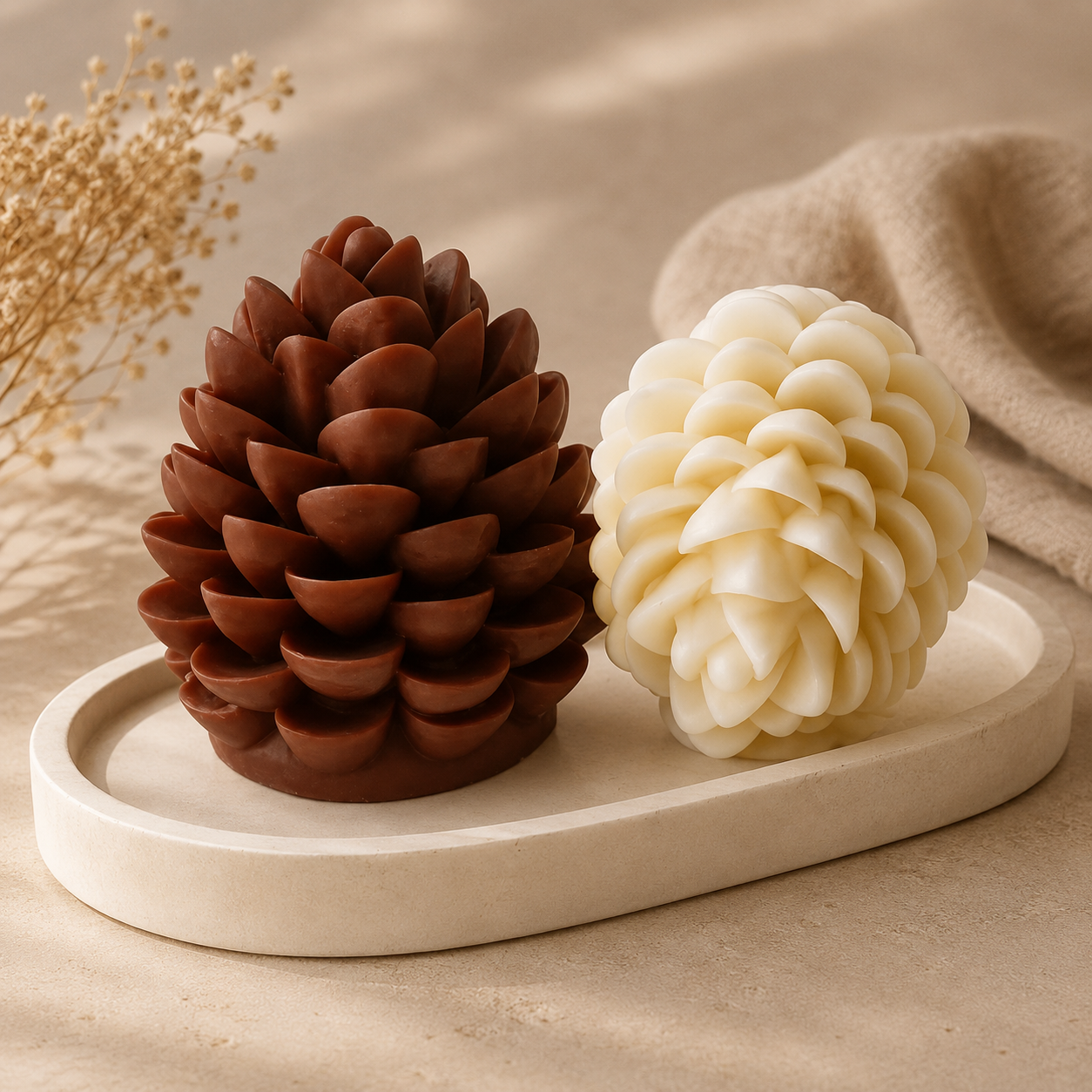 Pine Cone Scented Decorative Candle (Single Piece)