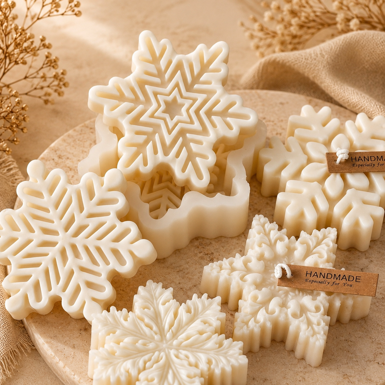 Handmade Snowflake Scented Candle (Single Piece)