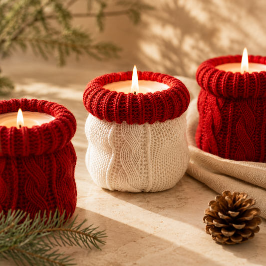 Cozy Knit Sleeve Scented Candle Collection