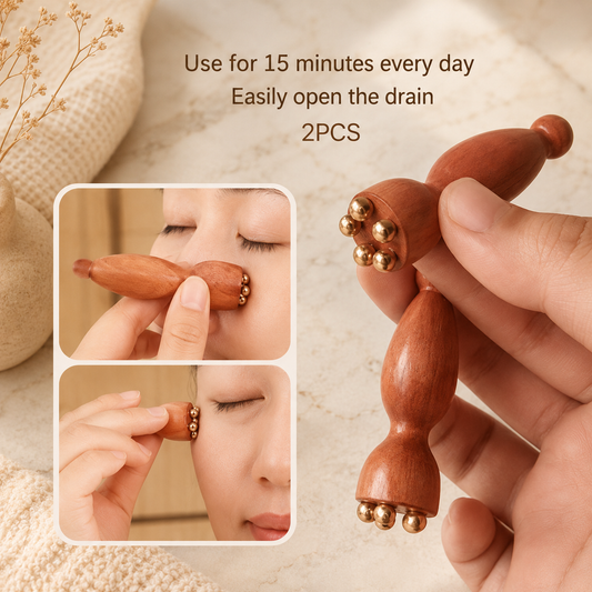 Wooden Facial Acupressure Massage Roller Set (2 Pieces)