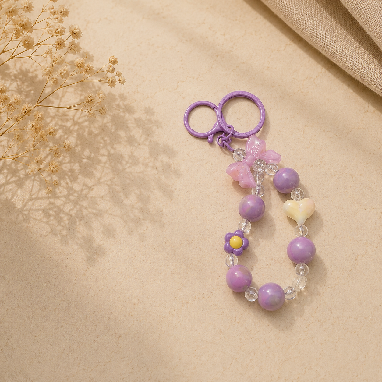 Beaded Bow Keychain Charm