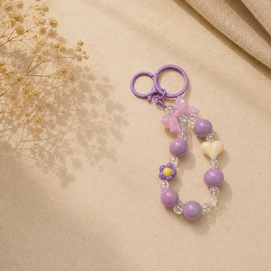 Beaded Bow Keychain Charm