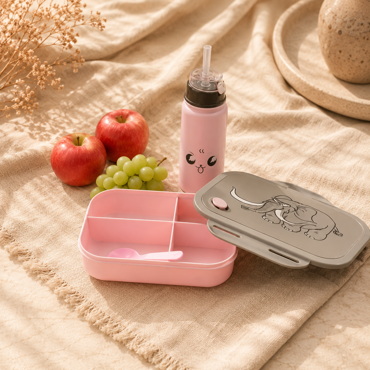 Kids Lunch Box & Straw Bottle Set