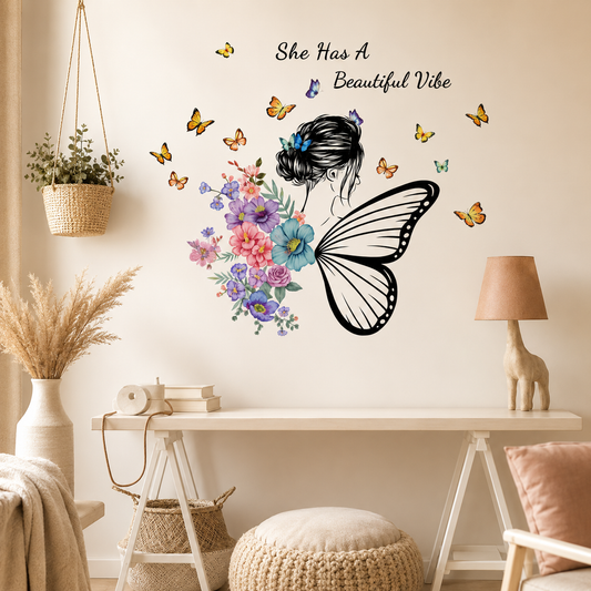 Butterfly Girl Wall Sticker Decal