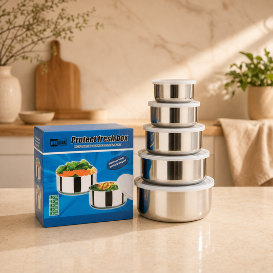 5-Piece Stainless Steel Fresh Food Storage Bowl Set
