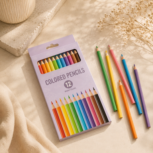 12-Piece Bright Colour Pencil Set for Kids