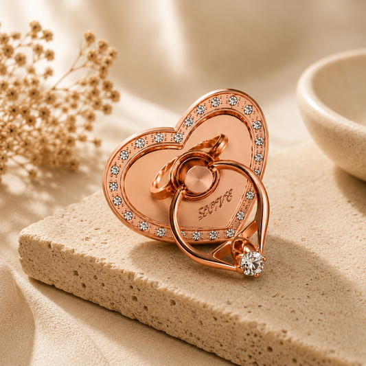 Luxury Heart Crystal Phone Ring Holder