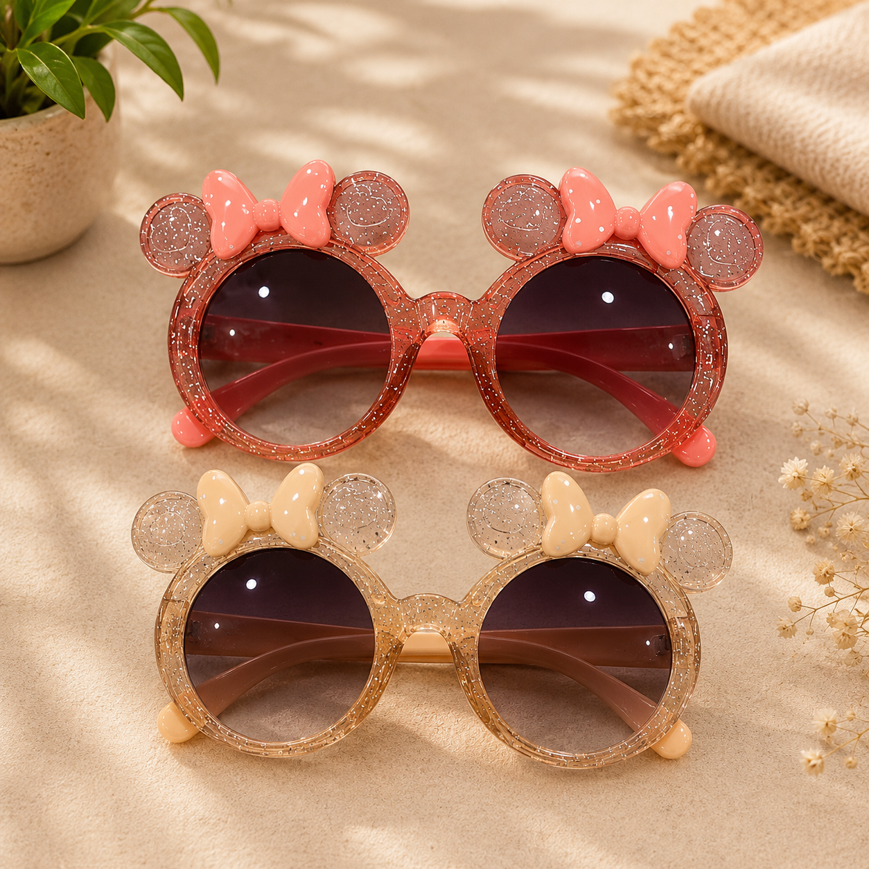 Kids Glitter Bow Character Sunglasses